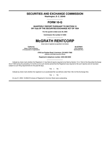 Thumbnail McGrath RentCorp
 10-Q Quarterly Report FY 