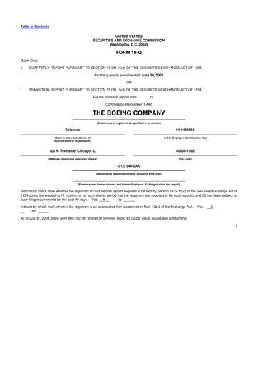 Miniature Boeing 10-Q Rapport trimestriel  