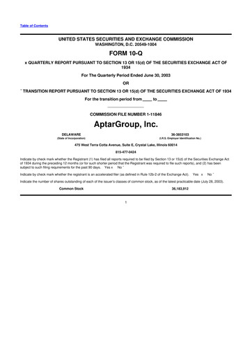 Miniature AptarGroup 10-Q Rapport trimestriel  