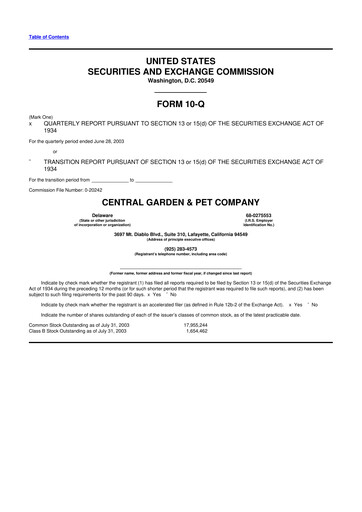 Miniature Central Garden & Pet 10-Q Rapport trimestriel  
