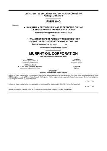 Thumbnail Murphy Oil
 10-Q Quarterly Report FY 