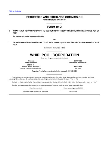 Thumbnail Whirlpool 10-Q Quarterly Report FY 