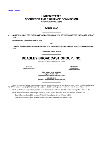 Thumbnail Beasley Broadcast Group
 10-Q Quarterly Report FY 
