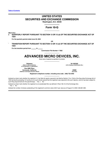 Miniature AMD 10-Q Rapport trimestriel  