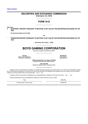 Vorschaubild Boyd Gaming
 10-Q Quartalsbericht  