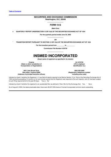 Vorschaubild Insmed 10-Q Quartalsbericht  