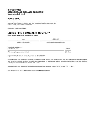 Vorschaubild United Fire Group 10-Q Quartalsbericht  