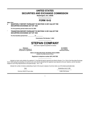 Thumbnail Stepan Company
 10-Q Quarterly Report FY 