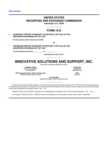 Thumbnail Innovative Solutions and Support 10-Q Quarterly Report FY 