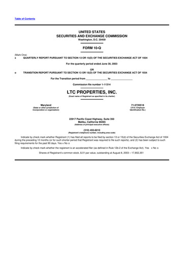 Thumbnail LTC Properties 10-Q Quarterly Report FY 