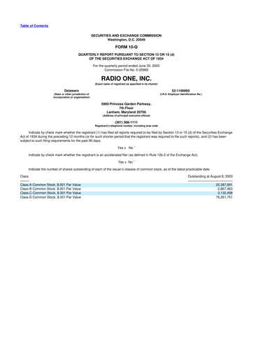 Thumbnail Urban One
 10-Q Quarterly Report FY 