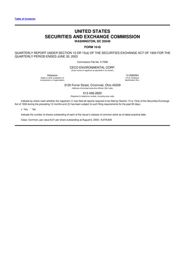 Thumbnail CECO Environmental
 10-Q Quarterly Report FY 