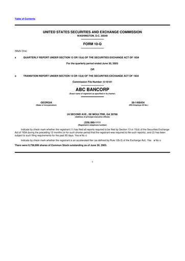 Thumbnail Ameris Bancorp
 10-Q Quarterly Report FY 