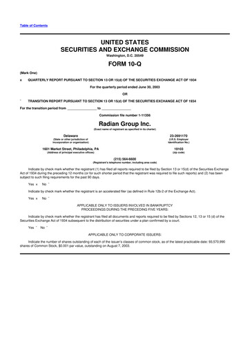 Thumbnail Radian Group
 10-Q Quarterly Report FY 