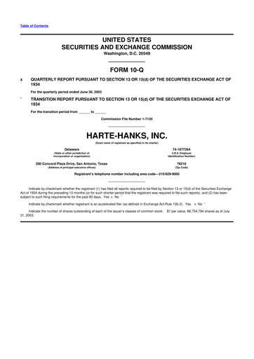 Miniature Harte Hanks 10-Q Rapport trimestriel  