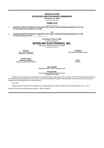 Thumbnail Interlink Electronics 10-Q Quarterly Report FY 