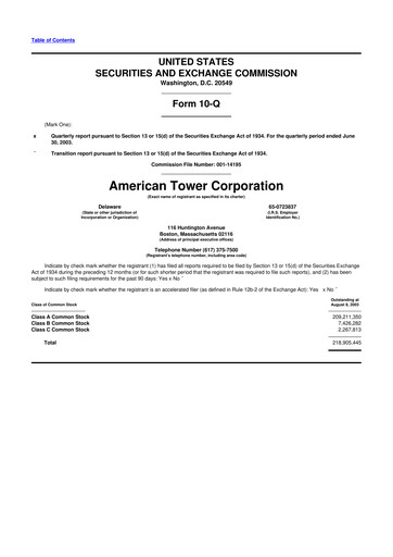 Thumbnail American Tower 10-Q Quarterly Report FY 
