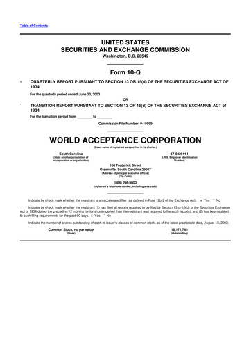 Thumbnail World Acceptance Corporation 10-Q Quarterly Report FY 
