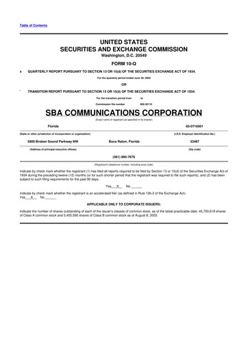 Miniature SBA Communications 10-Q Rapport trimestriel  