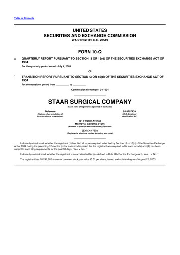 Thumbnail STAAR Surgical 10-Q Quarterly Report FY 
