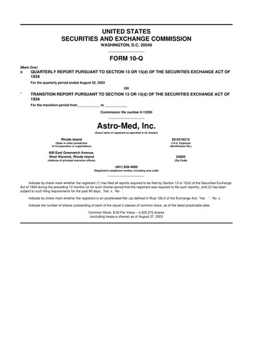 Miniature AstroNova, Inc. 10-Q Rapport trimestriel  