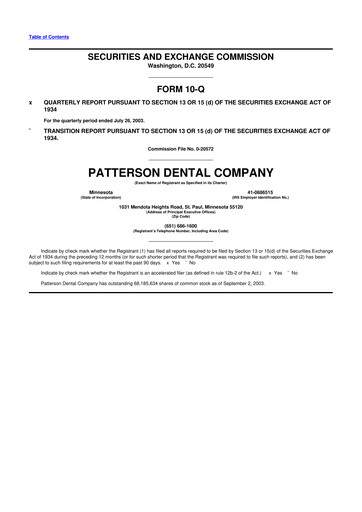 Thumbnail Patterson Companies
 10-Q Quarterly Report FY 