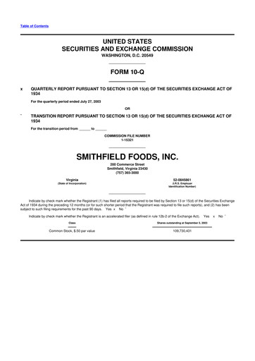 Thumbnail Smithfield Foods 10-Q Quarterly Report FY 