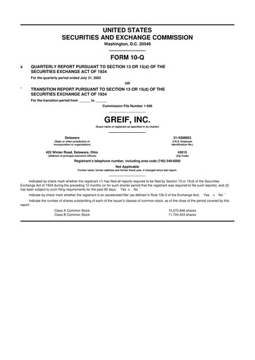 Thumbnail Greif 10-Q Quarterly Report FY 