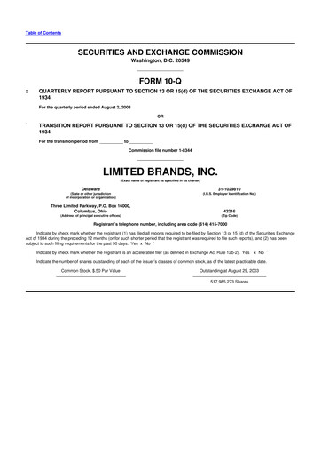 Thumbnail Bath & Body Works 10-Q Quarterly Report FY 