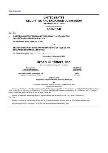 Thumbnail Urban Outfitters
 10-Q Quarterly Report FY 