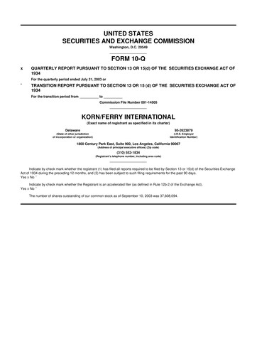 Thumbnail Korn Ferry
 10-Q Quarterly Report FY 