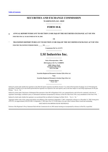 Thumbnail LSI Industries 10-K Annual Report 