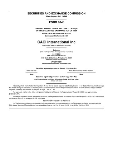 Miniature CACI International Inc 10-K Rapport annuel 