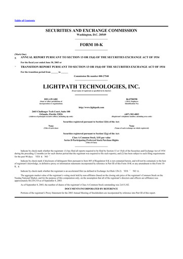 Thumbnail LightPath Technologies 10-K Annual Report 