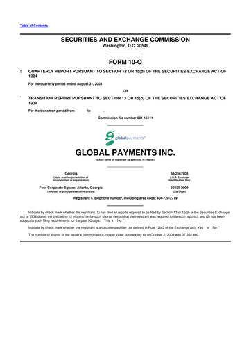 Thumbnail Global Payments 10-Q Quarterly Report FY 