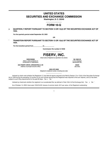 Vorschaubild Fiserv 10-Q Quartalsbericht  