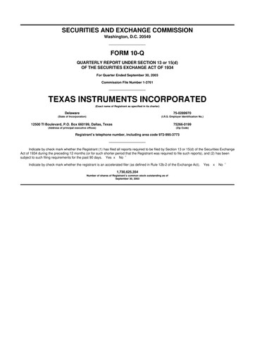 Vorschaubild Texas Instruments 10-Q Quartalsbericht  