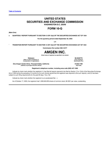 Miniature Amgen 10-Q Rapport trimestriel  