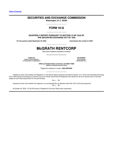 Thumbnail McGrath RentCorp
 10-Q Quarterly Report FY 