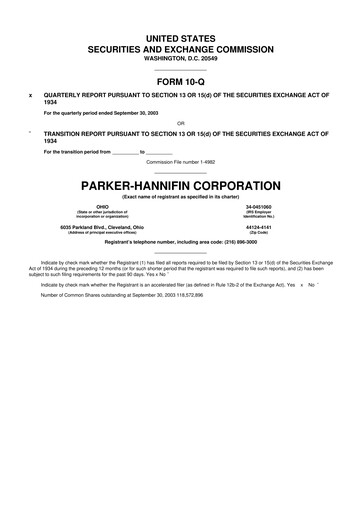 Thumbnail Parker-Hannifin
 10-Q Quarterly Report FY 