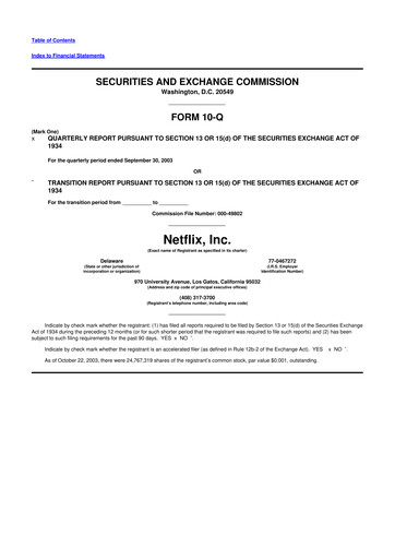 Miniature Netflix 10-Q Rapport trimestriel  