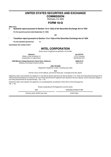 Vorschaubild Intel 10-Q Quartalsbericht  