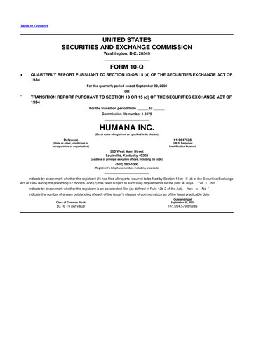 Vorschaubild Humana 10-Q Quartalsbericht  