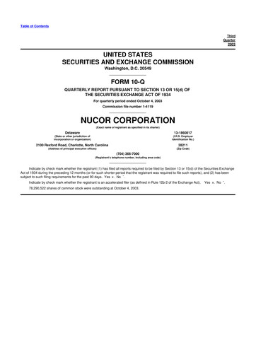 Vorschaubild Nucor
 10-Q Quartalsbericht  