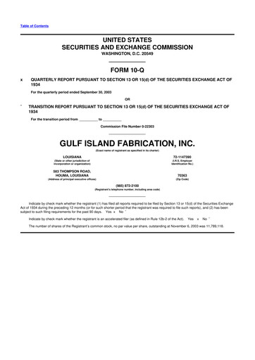 Thumbnail Gulf Island Fabrication
 10-Q Quarterly Report FY 