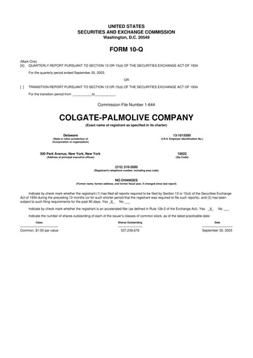 Thumbnail Colgate-Palmolive 10-Q Quarterly Report FY 
