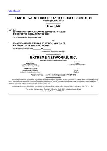 Thumbnail Extreme Networks
 10-Q Quarterly Report FY 