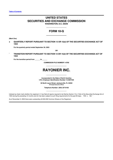 Thumbnail Rayonier 10-Q Quarterly Report FY 