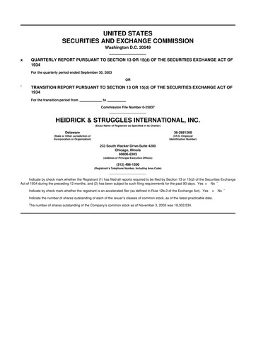 Miniature Heidrick & Struggles

 10-Q Rapport trimestriel  