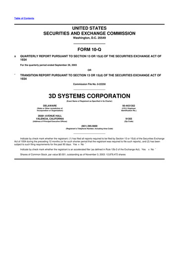 Thumbnail 3D Systems 10-Q Quarterly Report FY 